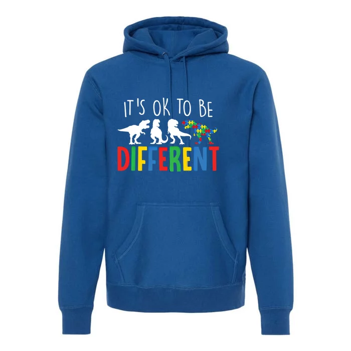 Autism Awareness Dinosaur ItS Ok To Be Different Gift Premium Hoodie