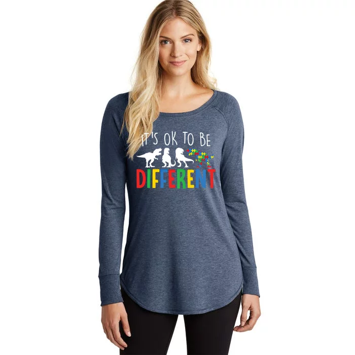 Autism Awareness Dinosaur ItS Ok To Be Different Gift Women's Perfect Tri Tunic Long Sleeve Shirt