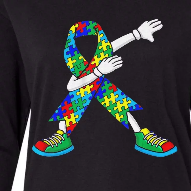 Autism Awareness Dabbing Puzzle Piece Love Dab Dance Womens Cotton Relaxed Long Sleeve T-Shirt