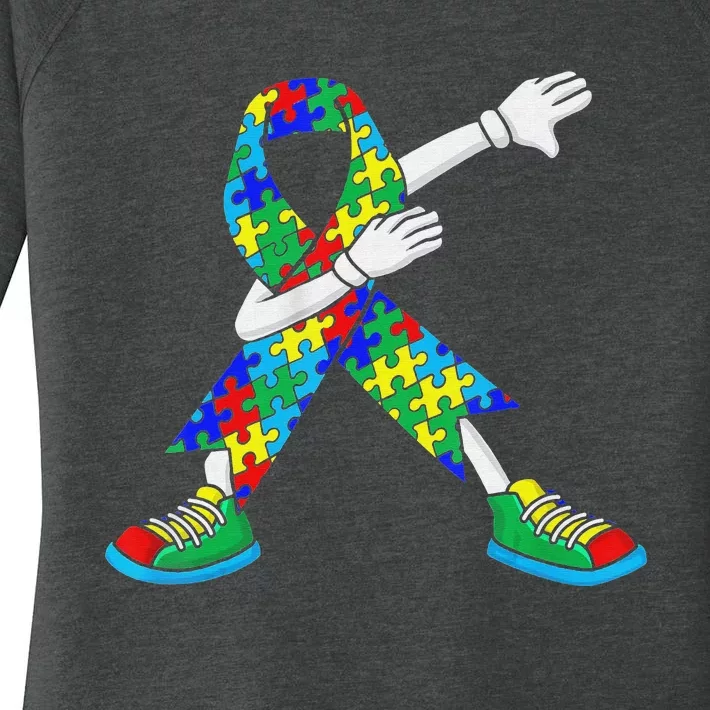 Autism Awareness Dabbing Puzzle Piece Love Dab Dance Women's Perfect Tri Tunic Long Sleeve Shirt