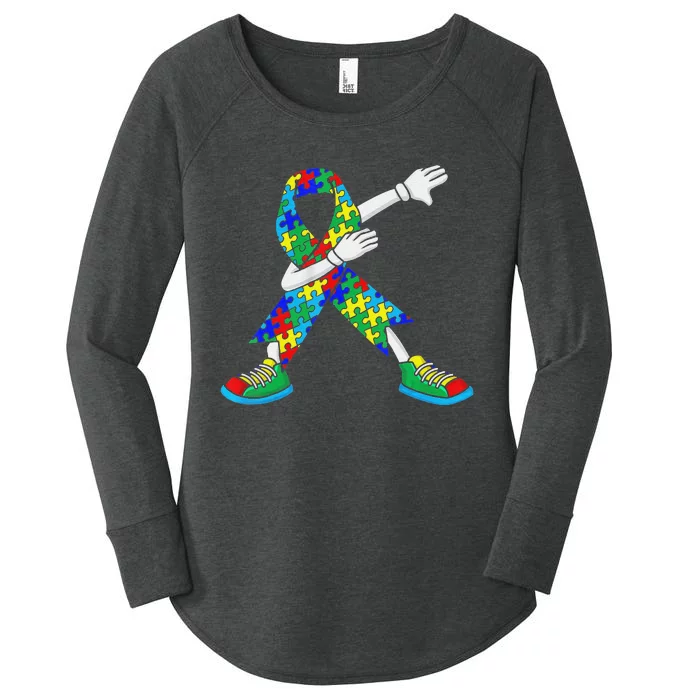 Autism Awareness Dabbing Puzzle Piece Love Dab Dance Women's Perfect Tri Tunic Long Sleeve Shirt