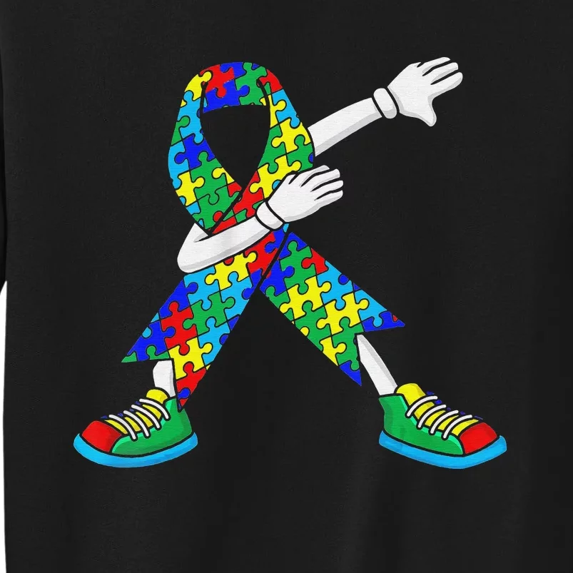 Autism Awareness Dabbing Puzzle Piece Love Dab Dance Tall Sweatshirt