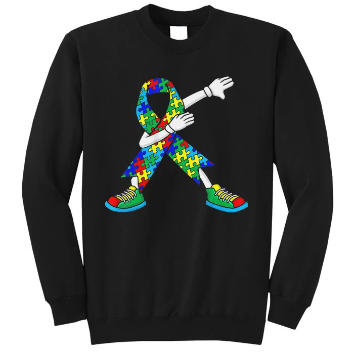 Autism Awareness Dabbing Puzzle Piece Love Dab Dance Tall Sweatshirt