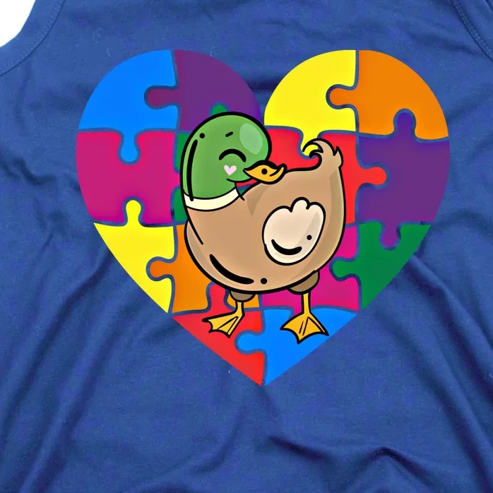 Autism Awareness Duck Heart ValentineS Day Puzzle Piece Gift Tank Top