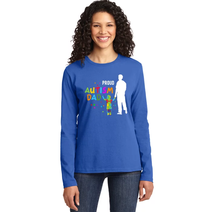 Autism Awareness Day Gift Proud Autism Dad Gift Ladies Long Sleeve Shirt