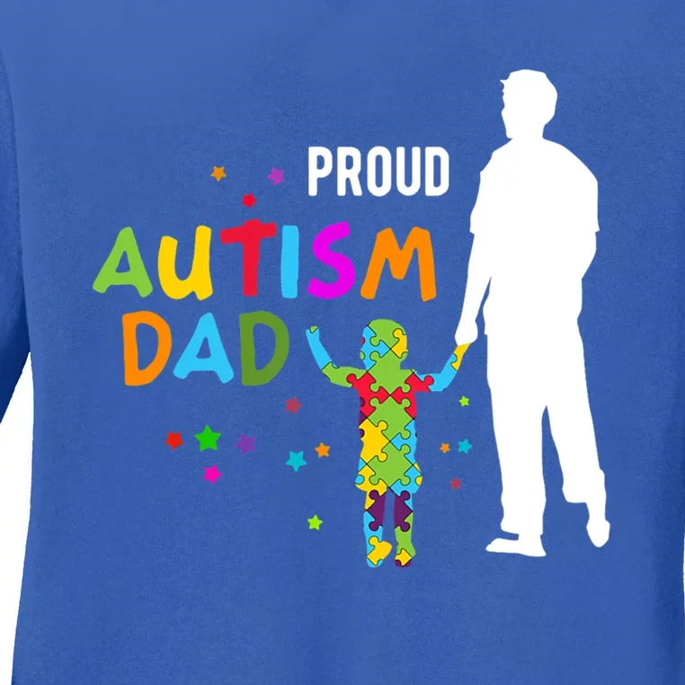 Autism Awareness Day Gift Proud Autism Dad Gift Ladies Long Sleeve Shirt