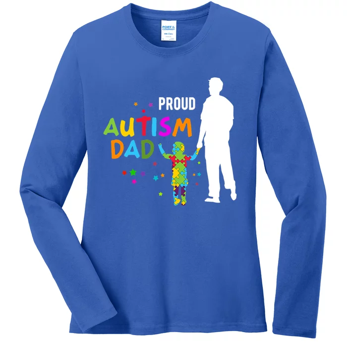 Autism Awareness Day Gift Proud Autism Dad Gift Ladies Long Sleeve Shirt