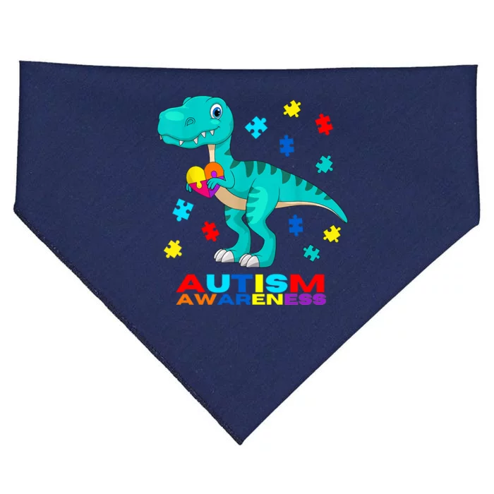 Autism Awareness Dinosaur Colorful Gift USA-Made Doggie Bandana