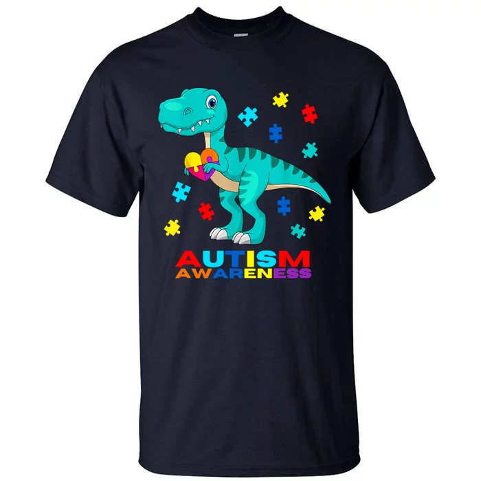 Autism Awareness Dinosaur Colorful Gift Tall T-Shirt