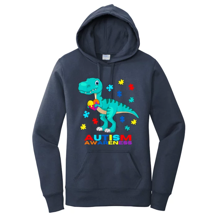 Autism Awareness Dinosaur Colorful Gift Women's Pullover Hoodie