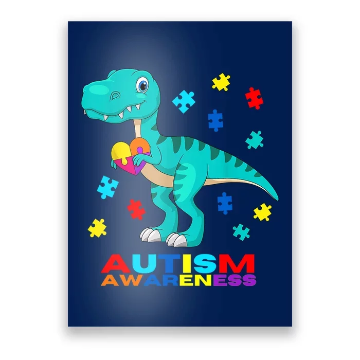 Autism Awareness Dinosaur Colorful Gift Poster