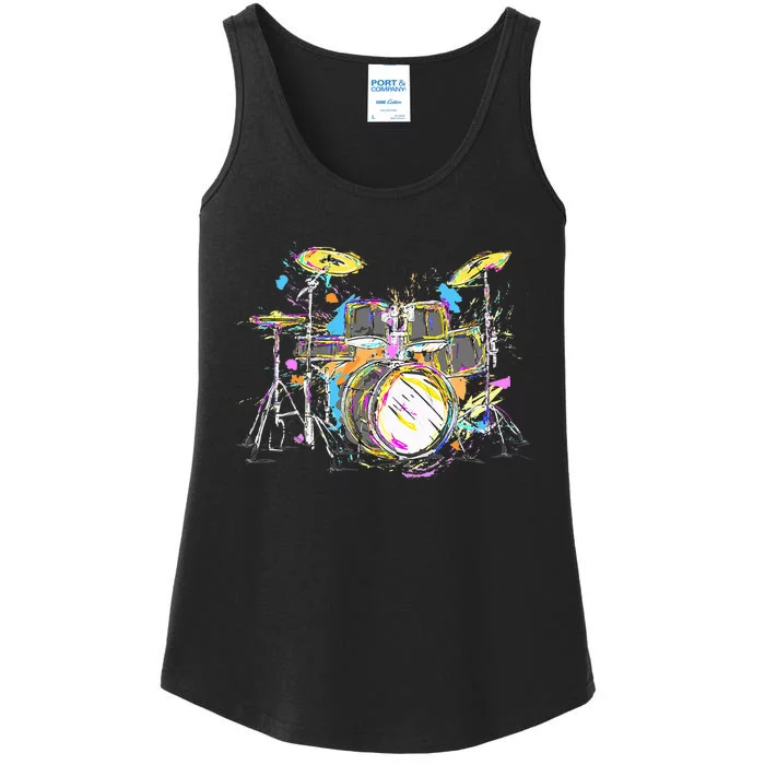 Abstract Art Drums Musician Music Band Throne Noose Ladies Essential Tank