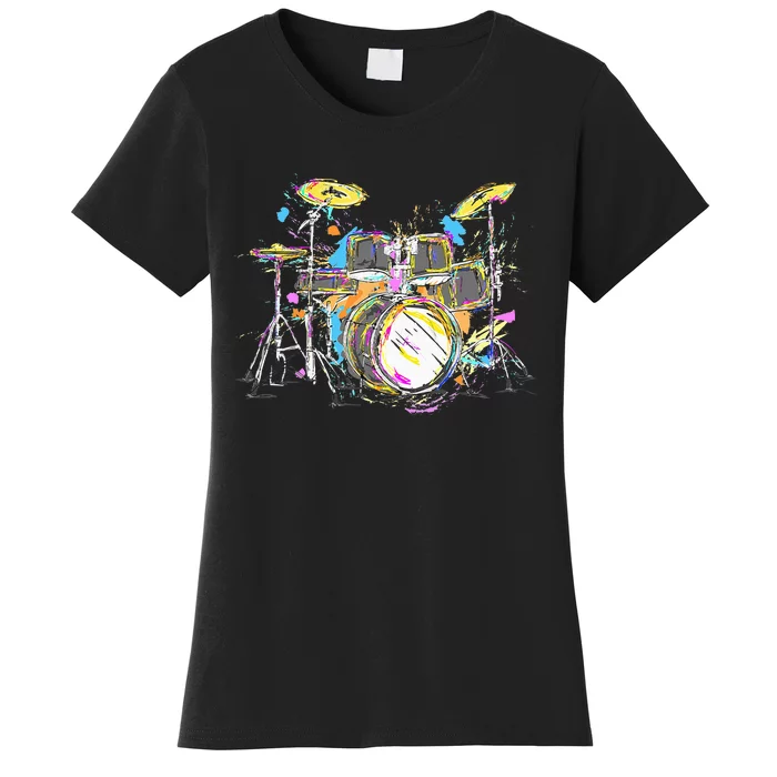 Abstract Art Drums Musician Music Band Throne Noose Women's T-Shirt