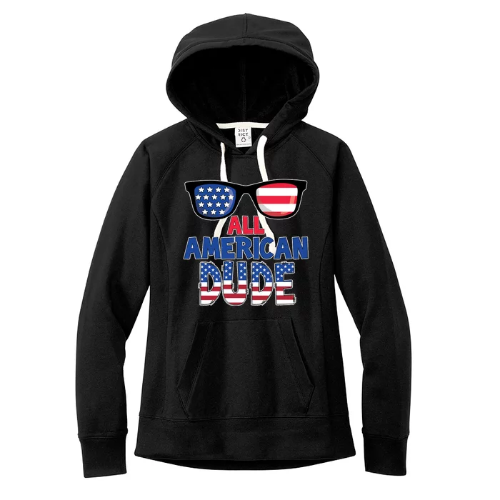 All American Dude 4th Of July Women's Fleece Hoodie