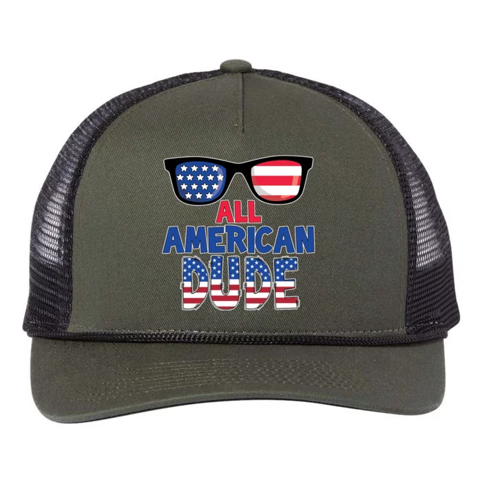 All American Dude 4th Of July Retro Rope Trucker Hat Cap