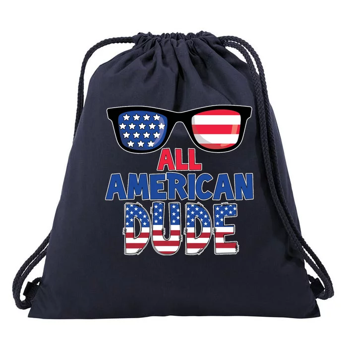 All American Dude 4th Of July Drawstring Bag