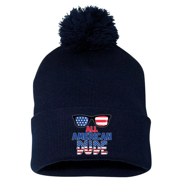 All American Dude 4th Of July Pom Pom 12in Knit Beanie