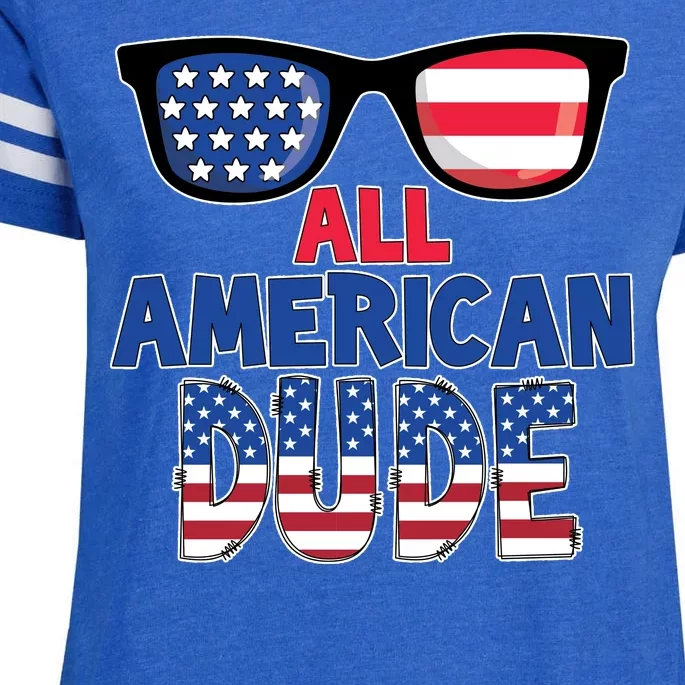 All American Dude 4th Of July Enza Ladies Jersey Football T-Shirt