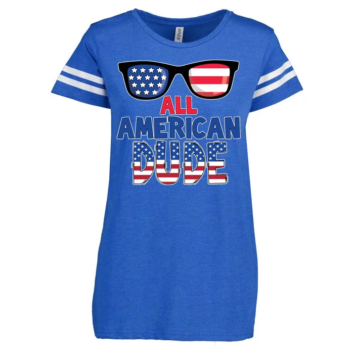 All American Dude 4th Of July Enza Ladies Jersey Football T-Shirt