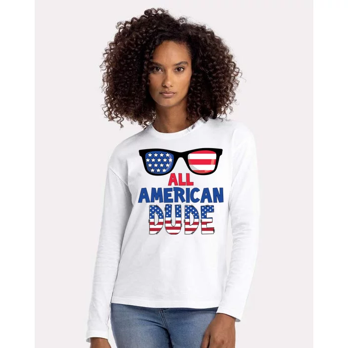 All American Dude 4th Of July Womens Cotton Relaxed Long Sleeve T-Shirt