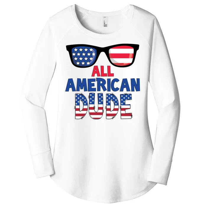 All American Dude 4th Of July Women's Perfect Tri Tunic Long Sleeve Shirt