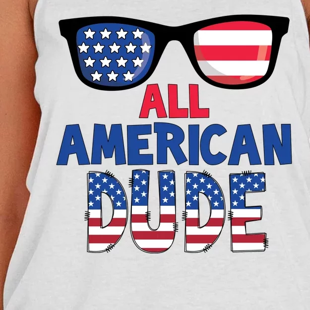 All American Dude 4th Of July Women's Knotted Racerback Tank