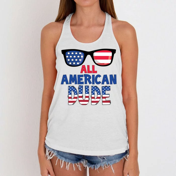 All American Dude 4th Of July Women's Knotted Racerback Tank