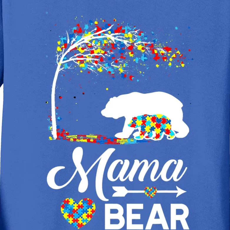 Autism Awareness Day Mama Bear Support Autistic Autism Mom Great Gift Kids Long Sleeve Shirt