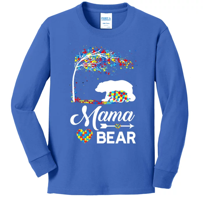 Autism Awareness Day Mama Bear Support Autistic Autism Mom Great Gift Kids Long Sleeve Shirt