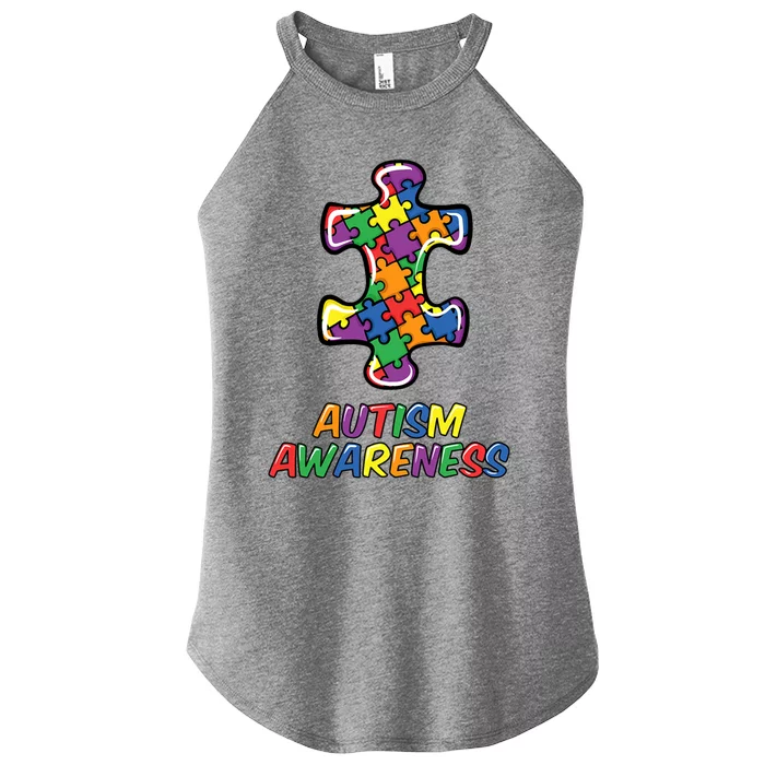 Autism Awareness Day Puzzle Proud Support Month Gift Women’s Perfect Tri Rocker Tank