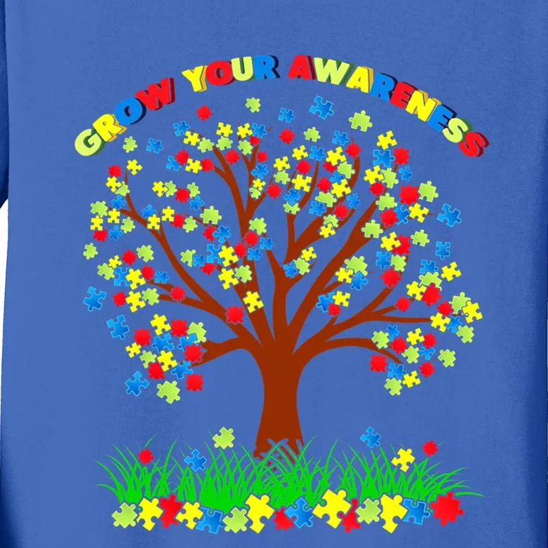 Autism Awareness Day Puzzle Tree Support Autistic Needs Gift Kids Long Sleeve Shirt