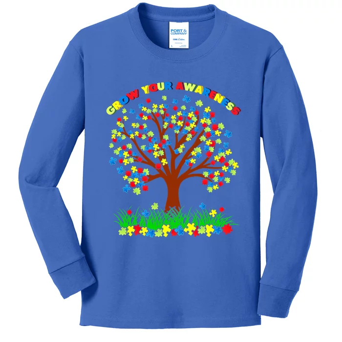 Autism Awareness Day Puzzle Tree Support Autistic Needs Gift Kids Long Sleeve Shirt