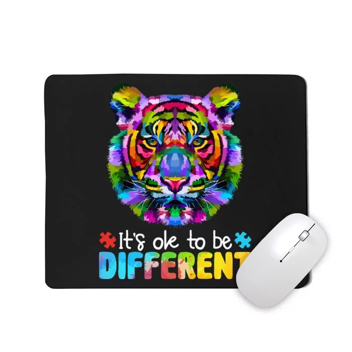 Autism Awareness Day It's OK to be different Colorful Tiger Mousepad