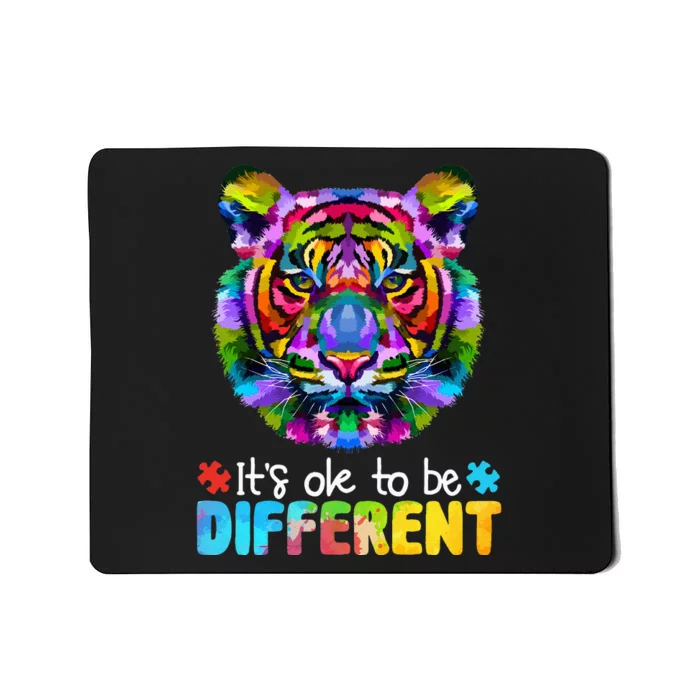 Autism Awareness Day It's OK to be different Colorful Tiger Mousepad