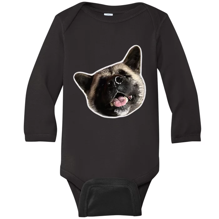 American Akita Dog Lover Design Akita Inu Head Tilt Baby Long Sleeve Bodysuit