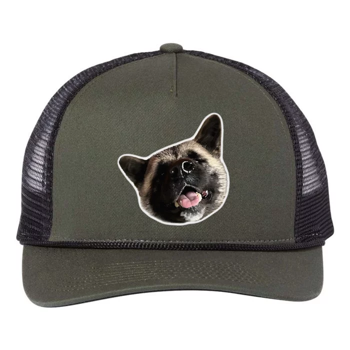 American Akita Dog Lover Design Akita Inu Head Tilt Retro Rope Trucker Hat Cap