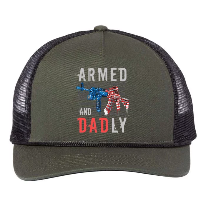 Armed And Dadly Funny Deadly Father Gifts For Fathers Day Retro Rope Trucker Hat Cap