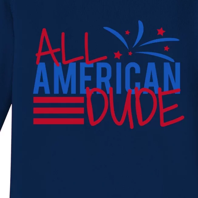 All American Dude 4th July Gift Baby Long Sleeve Bodysuit