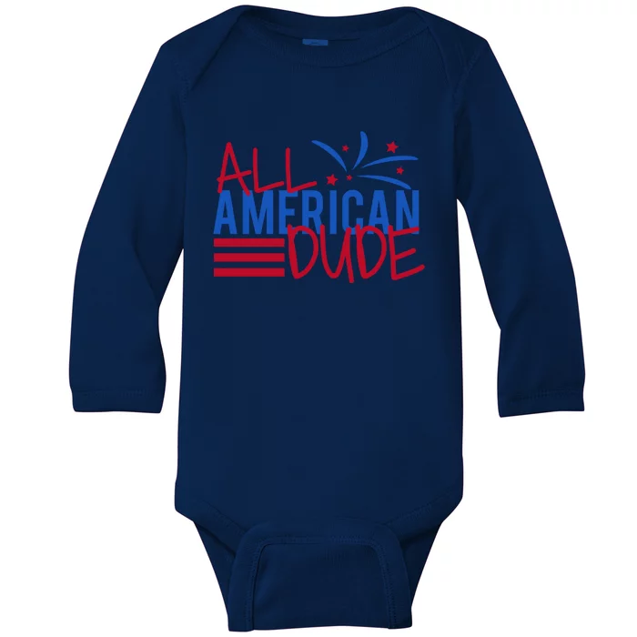 All American Dude 4th July Gift Baby Long Sleeve Bodysuit