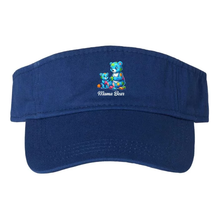 Autism Awareness Day 2024 Mama Bear Mom Autistic Gift Valucap Bio-Washed Visor