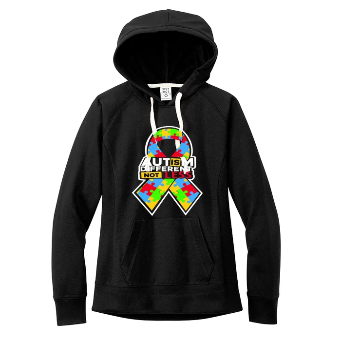 Autism Awareness Different Not Less Puzzle Ribbon Women's Fleece Hoodie