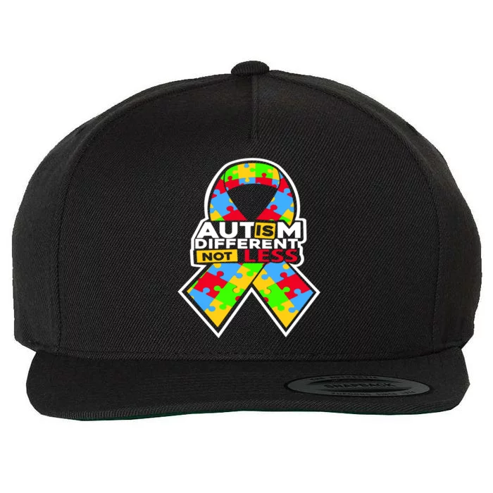 Autism Awareness Different Not Less Puzzle Ribbon Wool Snapback Cap