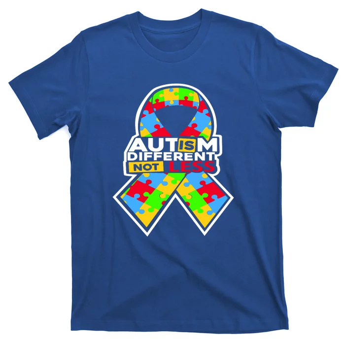 Autism Awareness Different Not Less Puzzle Ribbon T-Shirt