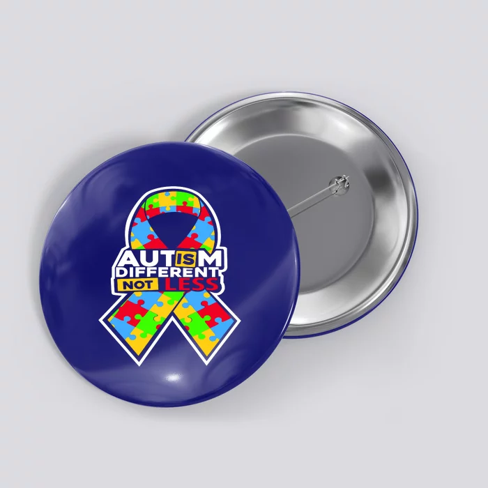 Autism Awareness Different Not Less Puzzle Ribbon Button