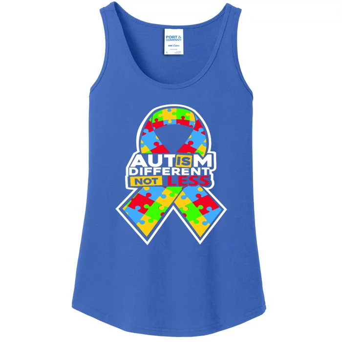 Autism Awareness Different Not Less Puzzle Ribbon Ladies Essential Tank