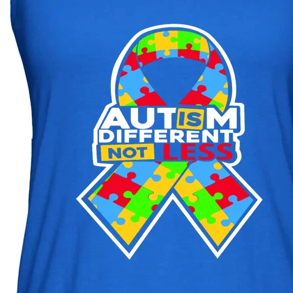 Autism Awareness Different Not Less Puzzle Ribbon Ladies Essential Flowy Tank