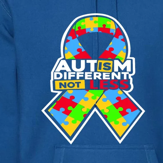 Autism Awareness Different Not Less Puzzle Ribbon Premium Hoodie