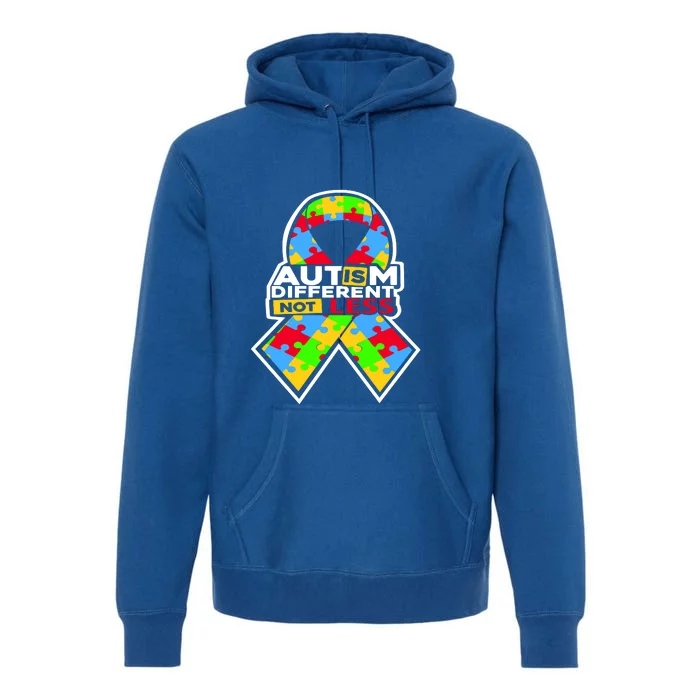 Autism Awareness Different Not Less Puzzle Ribbon Premium Hoodie