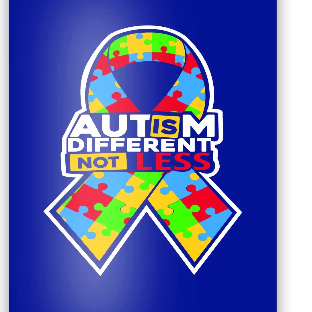 Autism Awareness Different Not Less Puzzle Ribbon Poster