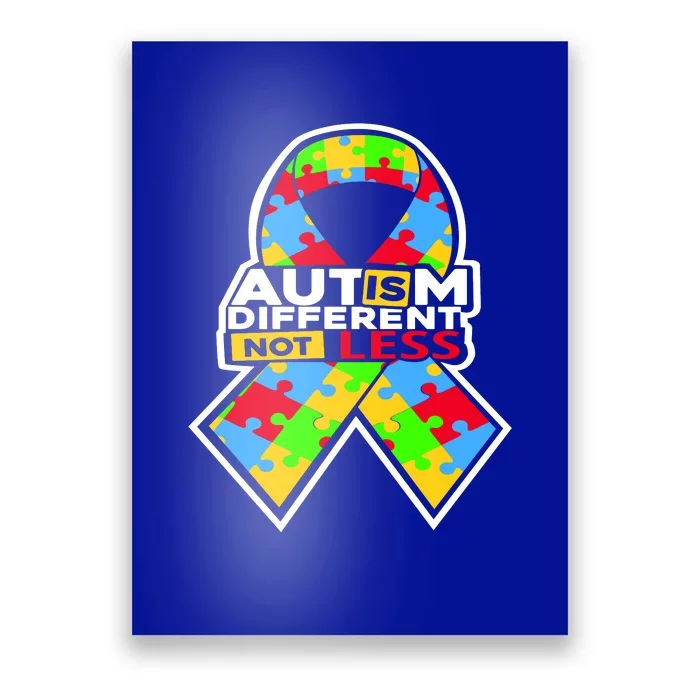 Autism Awareness Different Not Less Puzzle Ribbon Poster